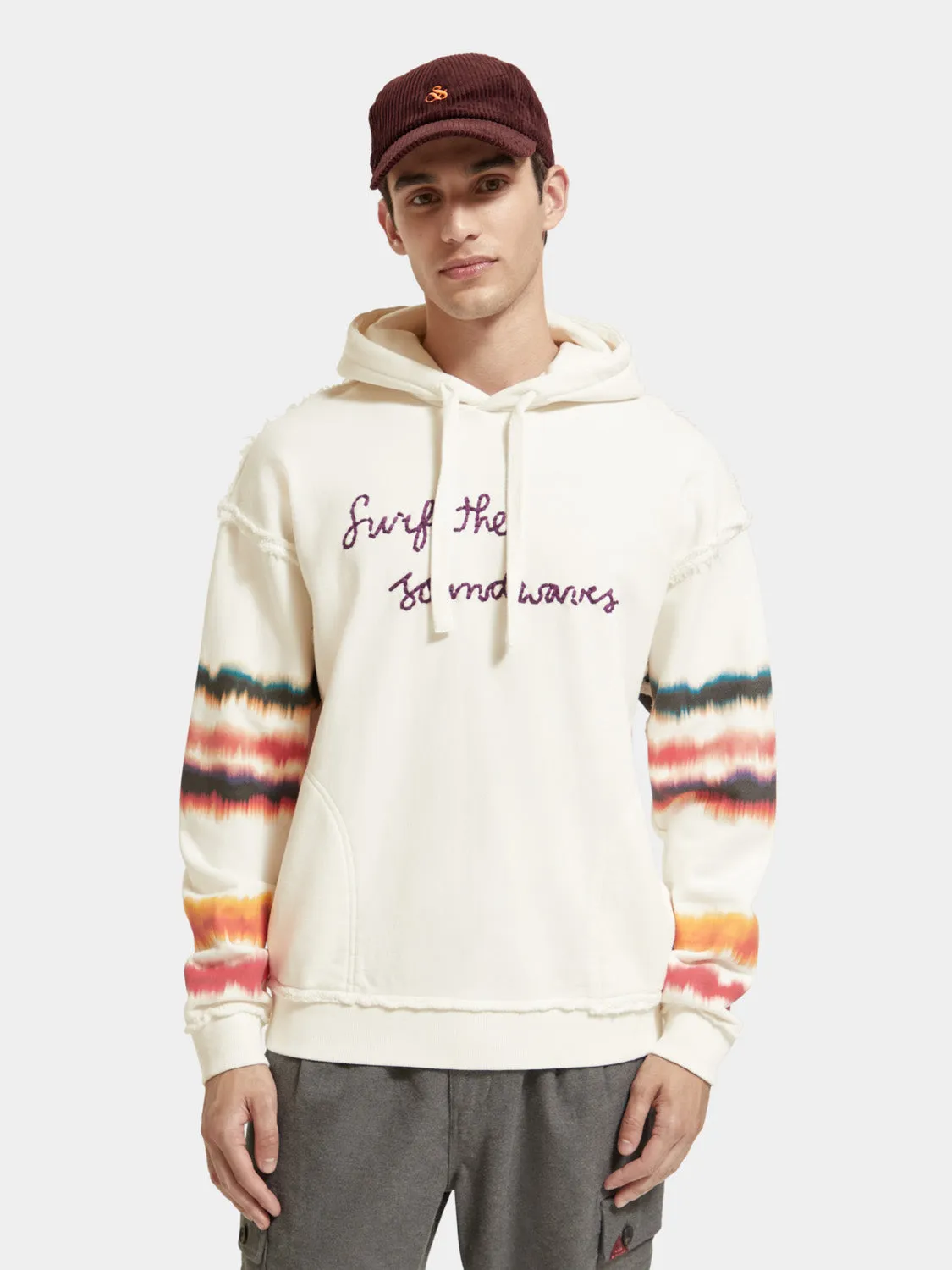 Raw edge artwork hoodie